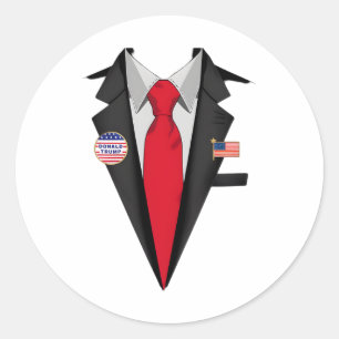 Donald Trump pak en Stropdas Halloween kostuum Ronde Sticker