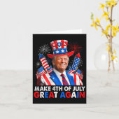 Donald Trump Patriottisch Vuurwerk Maak 4 juli G Kaart (Gele Bloem)