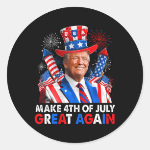 Donald Trump Patriottisch Vuurwerk Maak 4 juli G Ronde Sticker