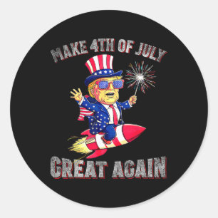 Donald Trump Patriottisch Vuurwerk Maakt 4 juli Vu Ronde Sticker