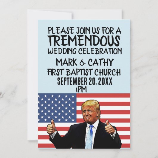 DONALD TRUMP PERSONALIZED WEDDING INVITATIONS KAART (Voorkant)