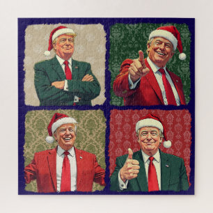 Donald Trump Pop Art Kerstpuzzel MAGA Vakantie Legpuzzel