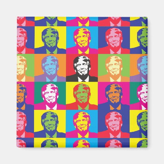 Donald Trump Pop Art Square Magnet Magneet (Voorkant)