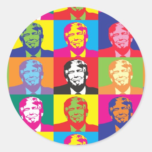 Donald Trump Pop Kunst Ronde Sticker (Voorkant)