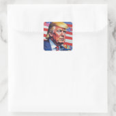 Donald Trump Pop Kunst Vierkante Sticker (Tas)