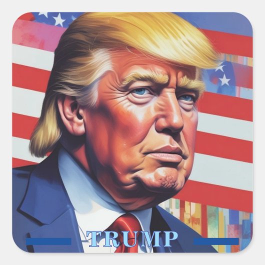 Donald Trump Pop Kunst Vierkante Sticker (Voorkant)