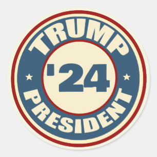 Donald Trump President 2024 Ronde Sticker