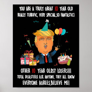 Donald Trump President Grappige 10e Verjaardag Tru Poster
