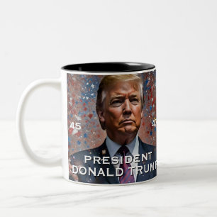 Donald Trump President Modern Portrait Tweekleurige Koffiemok