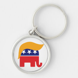 Donald Trump Republikeinse Olifant Haar Logo Sleutelhanger