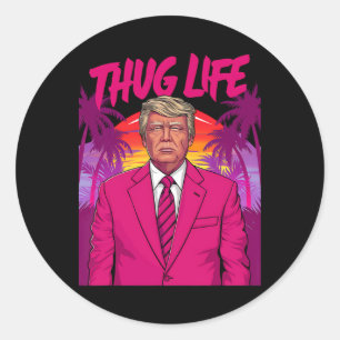 Donald Trump Retro Vintage Vibe Roze Grappige Kuns Ronde Sticker