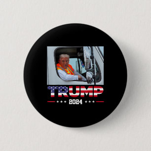 Donald Trump rijdt in vuilniswagen 1 Ronde Button 5,7 Cm