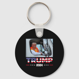 Donald Trump rijdt in vuilniswagen 1 Sleutelhanger