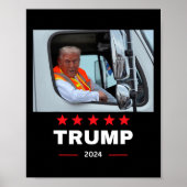 Donald Trump rijdt in vuilniswagen Poster (Voorkant)