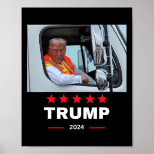 Donald Trump rijdt in vuilniswagen Poster