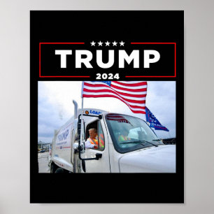 Donald Trump rijdt in vuilniswagen Shirt vuilnis Poster