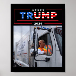 Donald Trump rijdt in vuilniswagen Shirt vuilnis Poster
