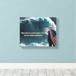 Donald Trump staat aan de rand van het zee Canvas Afdruk