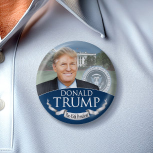 Donald Trump the 45th President Photo White House Ronde Button 7,6 Cm