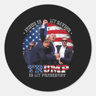 Donald Trump vecht tegen Jezus is mijn redder Trum Ronde Sticker