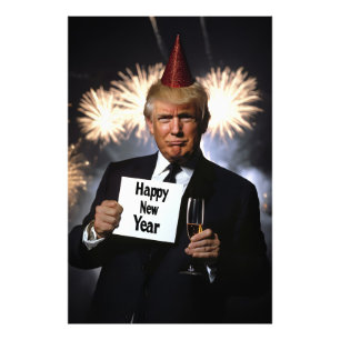 Donald Trump viert nieuwjaar in stijl Foto Afdruk