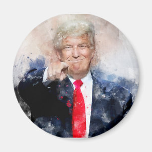 Donald Trump wijzend portret waterverf Magneet