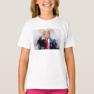 Donald Trump wijzend portret waterverf T-shirt