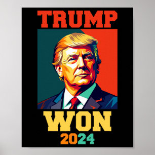 Donald Trump Won 2024 Verkiezing Inauguratie Manne Poster