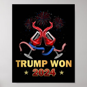 Donald Trump won in 2024 de inauguratie van de ver Poster