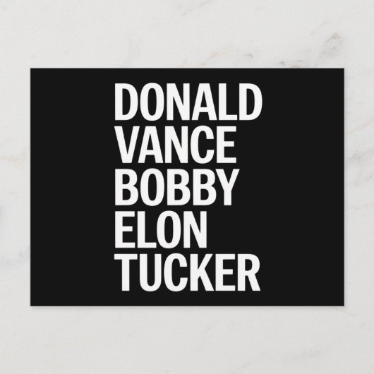 Donald Vance Bobby Elon & Tucker Briefkaart (Voorkant)