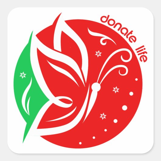 Donate Life Vlinder Donor Bewustzijn Kerstmis Vierkante Sticker (Voorkant)
