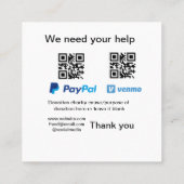 Donatie Collectie tip potje voeg je q r naam toe O Vierkante Visitekaartje (Achterkant)