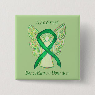 Donatie van beenmerg Awareness Angel Ribbon Pin Vierkante Button 5,1 Cm