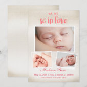 Donc en amour Bébé fille Faire-part de naissance (Devant / Derrière)