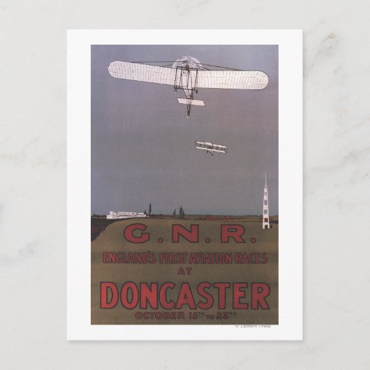 Doncaster, Engeland - First Aviation Races Briefkaart (Voorkant)