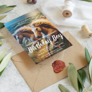 Donderende Hoeven: Een Kudde Paarden in Beweging Briefkaart