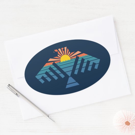 dondervogel zonsondergang ovale sticker (Envelop)
