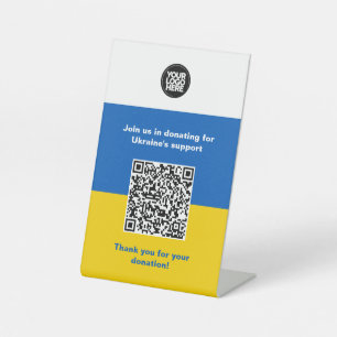 Doneer aan Oekraïne Zakelijke logo, tekst, QR-co Reclamebord Met Voetstuk
