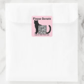 Doneer Aangepaste QR Code Cat Theme Pink Vierkante Sticker (Tas)
