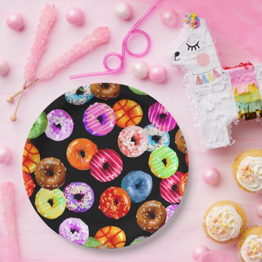 Doneert naadloos patroon + uw achtergrond. en idee papieren bordje (Feest)