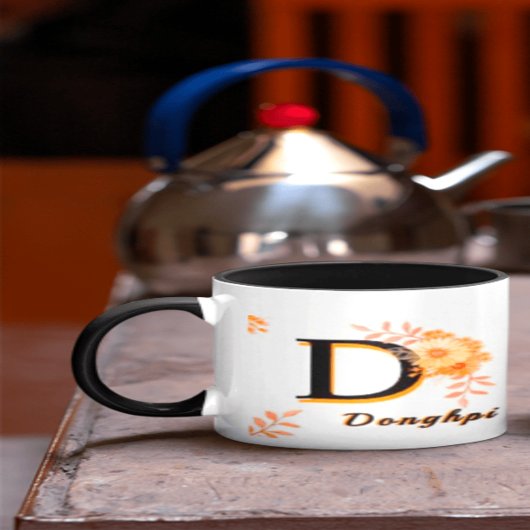 donghpi name Mug–Elegant Letter D Coffee cup Mok