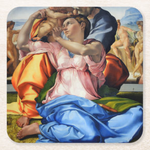 Doni Tondo, Doni Madona (detail), Michelangelo, 15 Vierkante Kartonnen Onderzetter