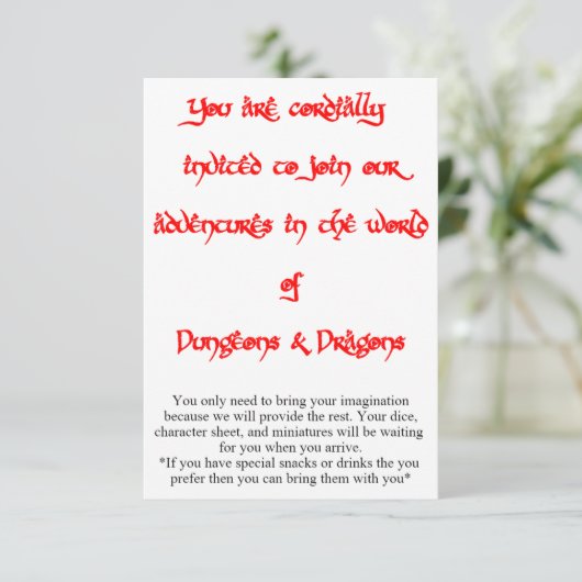 Donjons & Dragons invitation de jeu 2 côtés (Debout devant)