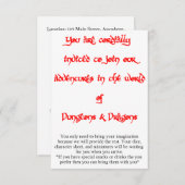 Donjons & Dragons invitation de jeu 2 côtés (Devant / Derrière)
