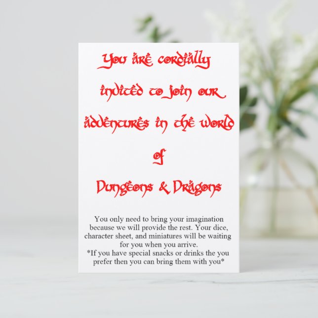 Donjons & Dragons invitation de jeu 2 côtés (Debout devant)