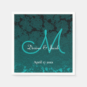 Donk Blauwgroen White Turquoise Elegant Wedding Mo Servet