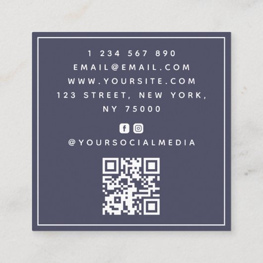 Donk Blue Diamond Jewelry Designer QR Code Social Vierkante Visitekaartje (Achterkant)