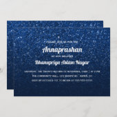 Donk Blue Glitter ombre Annaprashan First Rice Kaart (Voorkant / Achterkant)