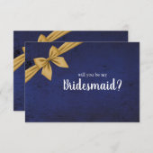Donk Blue Gold Bow zal je zijn als mijn Bridesmaid (Voorkant / Achterkant)