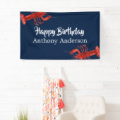 Donk Blue Lobster Thed Fun Birthday Party Custom Spandoek (Insitu)